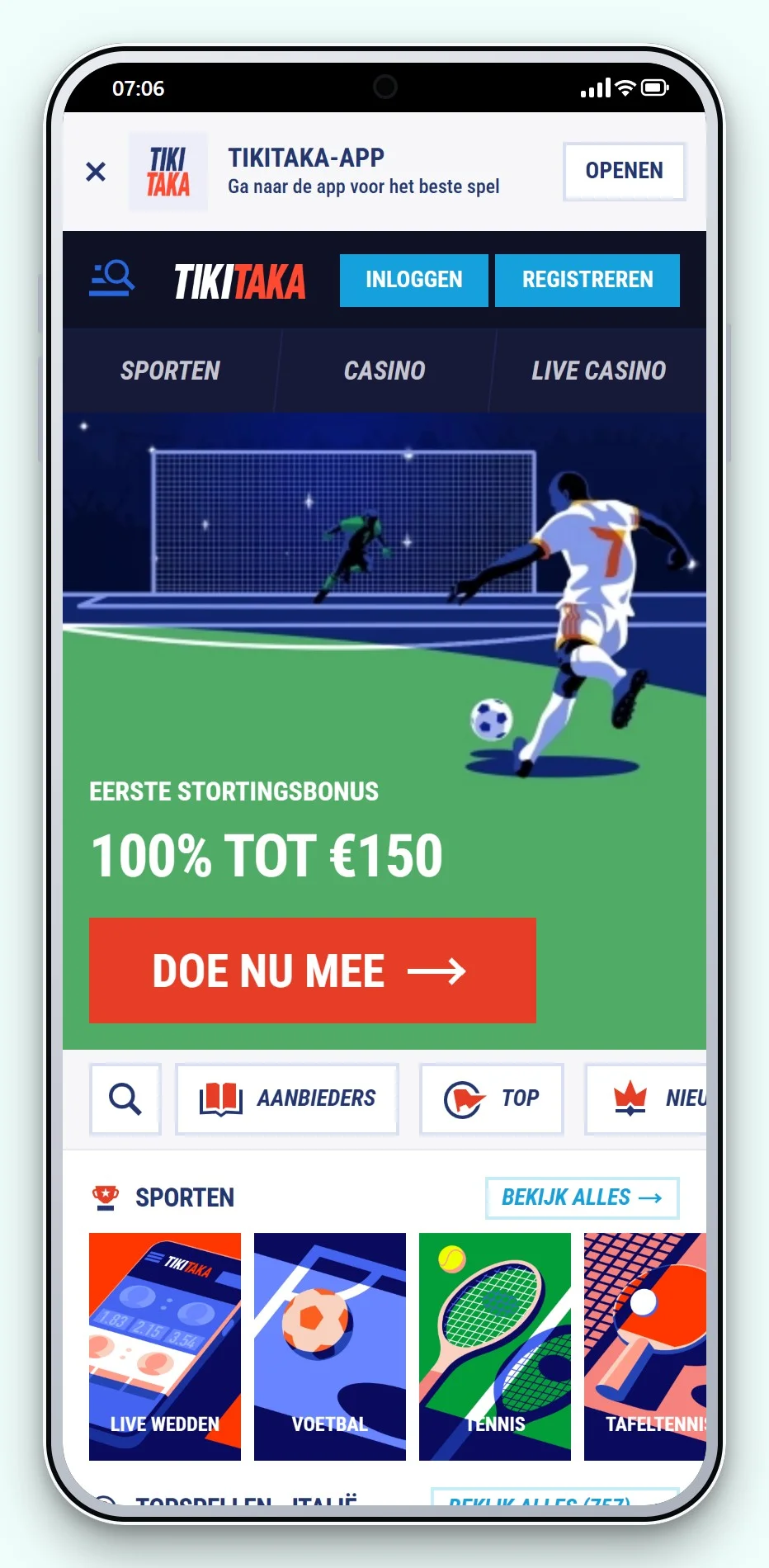 trustly casino: TikiTaka op mobiel, de spellobby van het casino