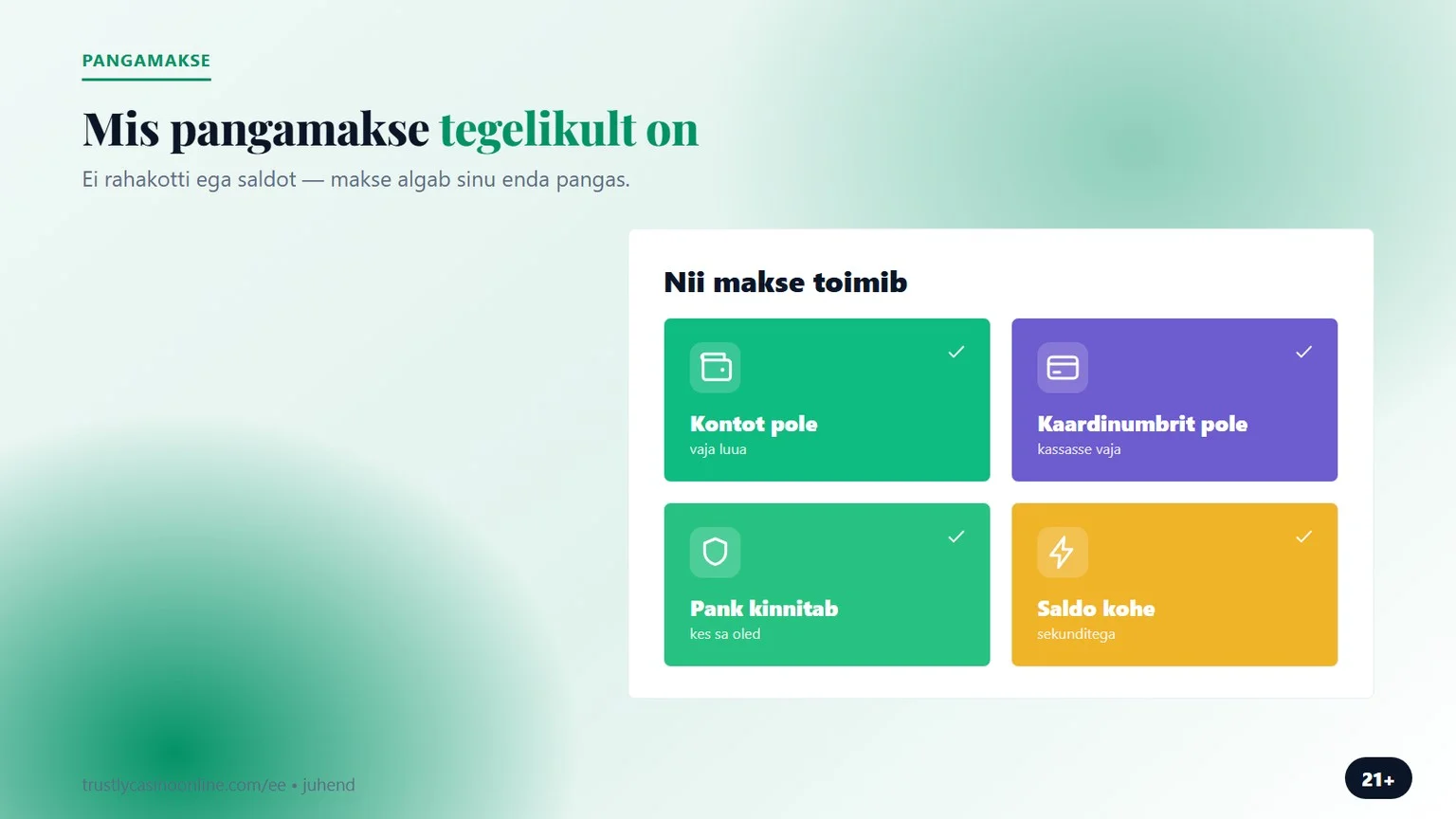 trustly kasiinod: pangamakse ilma kaardinumbrita kassas