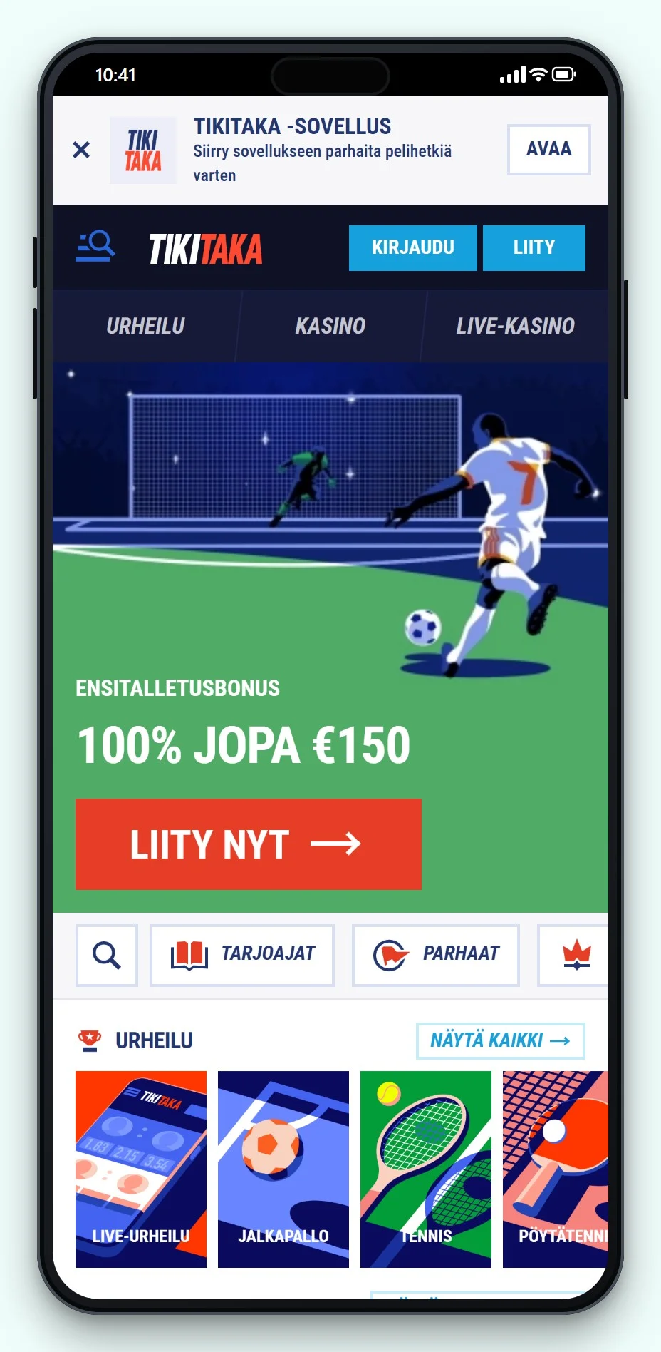 Trustly casino: TikiTaka mobiilissa, kasinon pelivalikoima