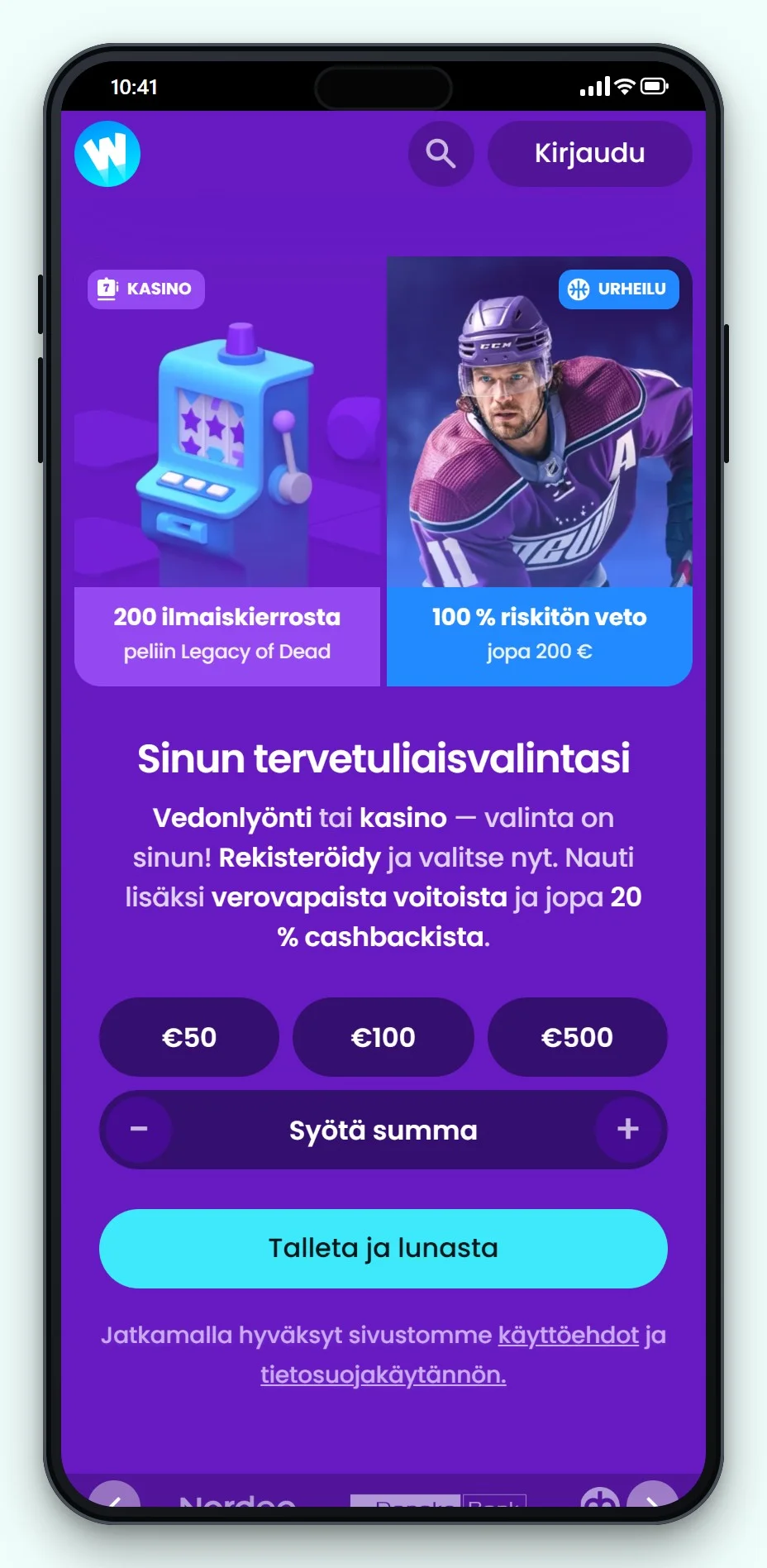 Trustly nettikasinot: Winnerz mobiilissa, kasinon pelivalikoima