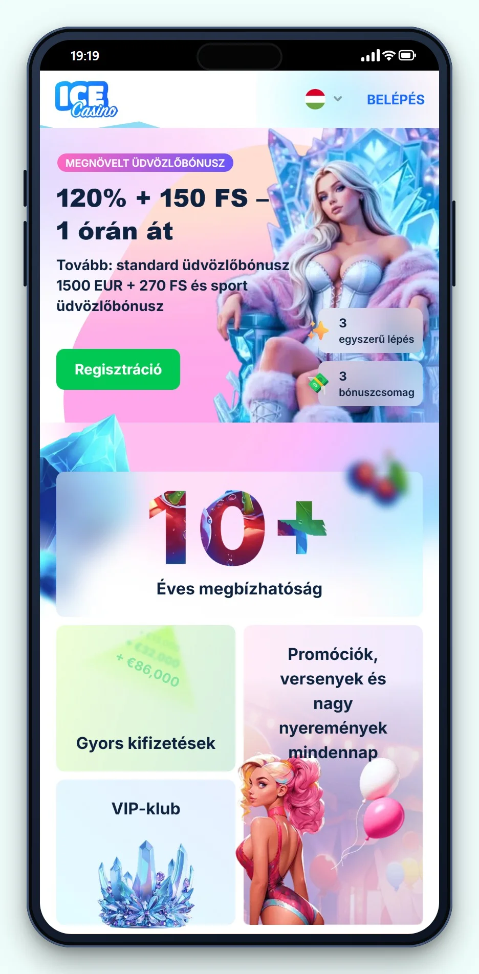 legjobb trustly kaszinók online: az Ice Casino mobil játéklobbija