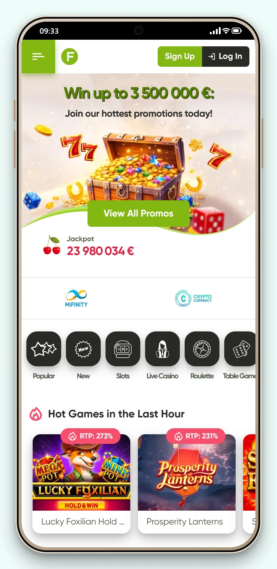 labākie trustly kazino: Fresh Casino spēļu lobijs telefonā