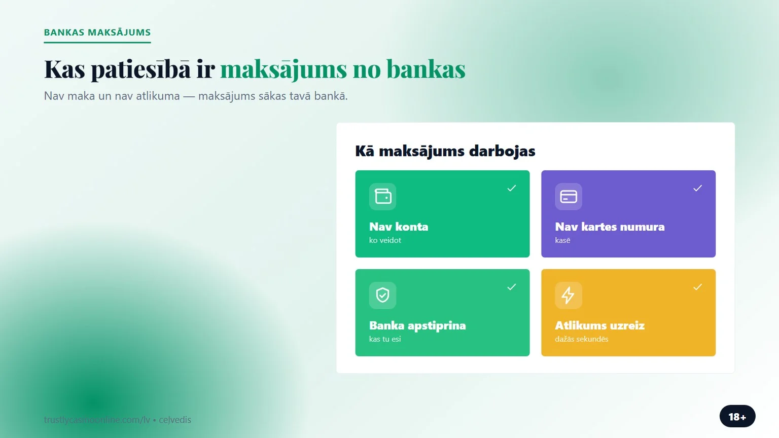 kazino ar internetbanku: maksājums bez kartes numura kasē