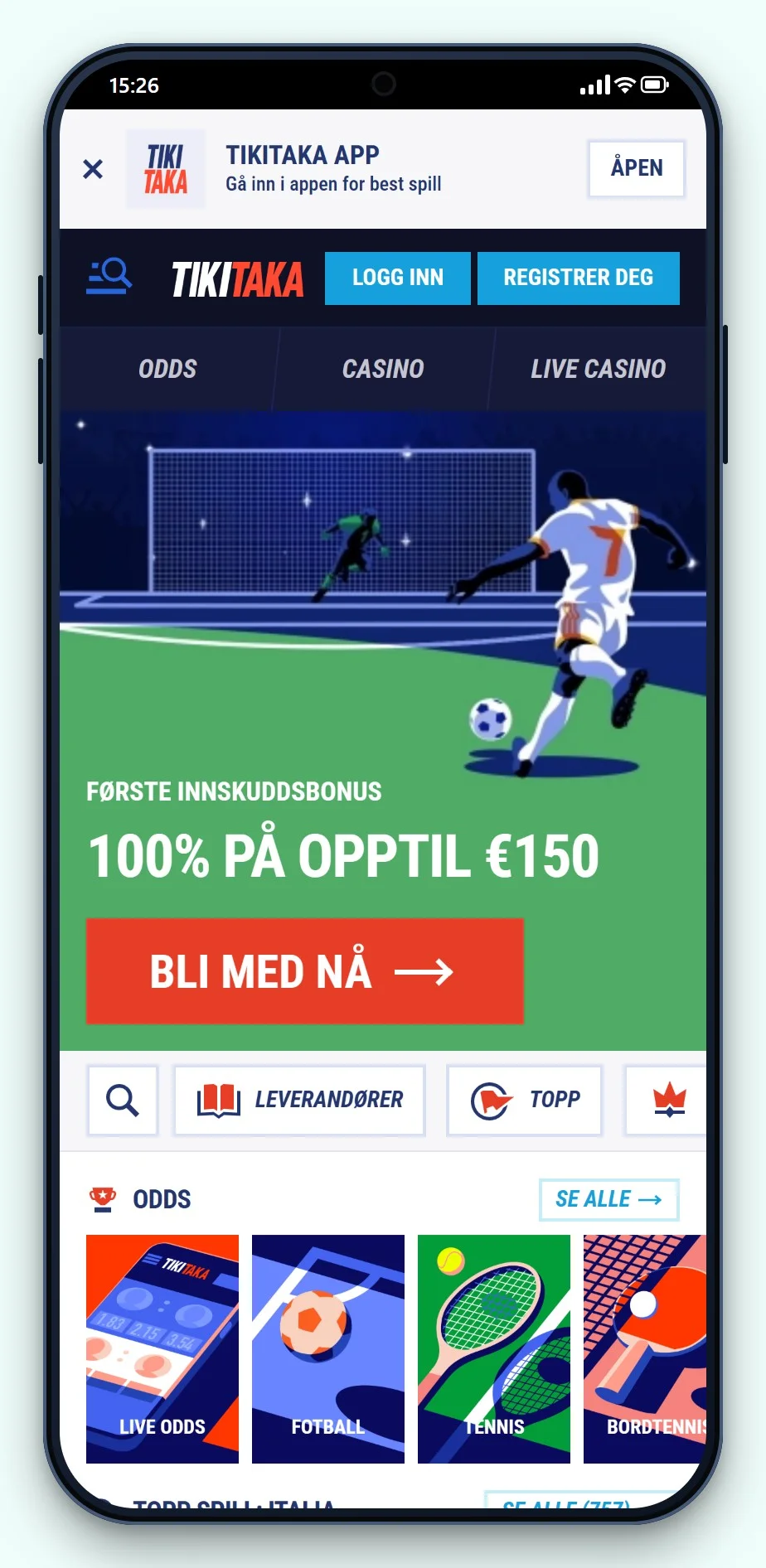 Pay N Play casino: TikiTaka på mobilen, spillobbyen i casinoet