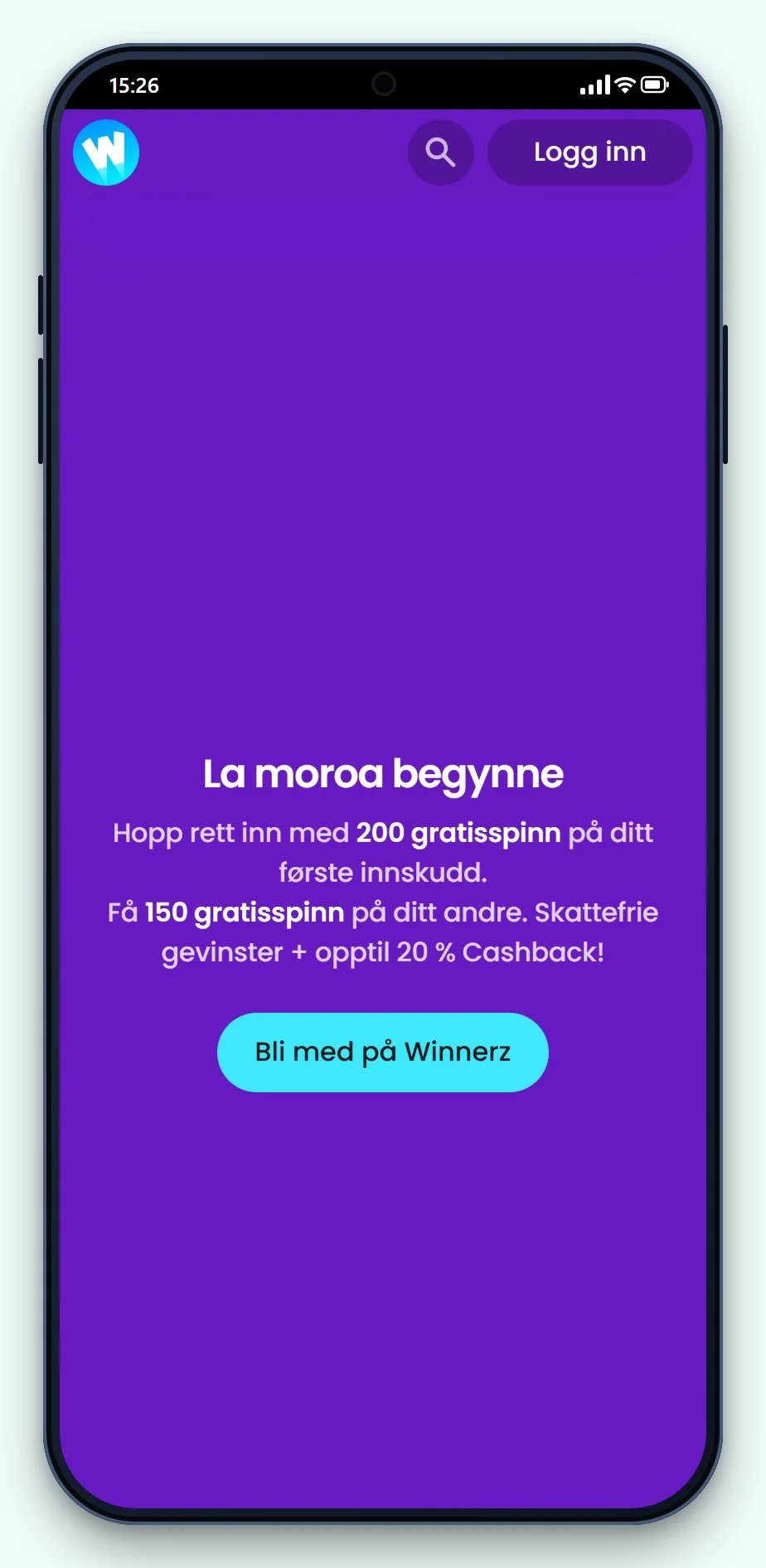 Trustly casino: Winnerz på mobilen, spillobbyen i casinoet