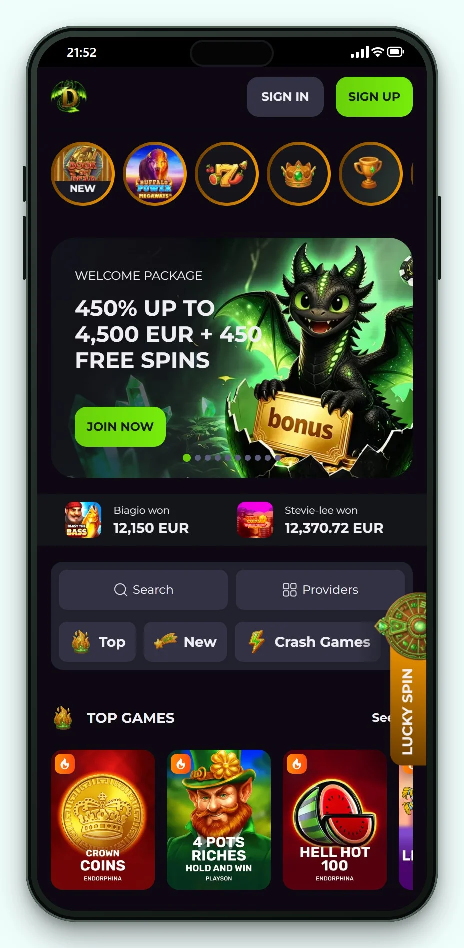 trustly cazinouri: Drakaris pe mobil, lobby-ul de jocuri