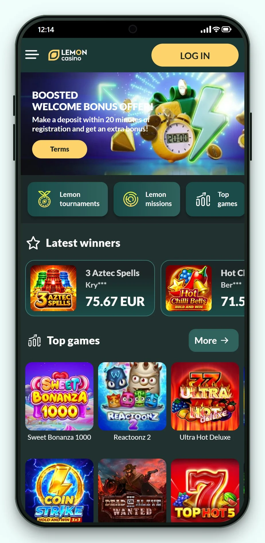 casinos that accept trustly: the mobile game lobby of Lemon Casino
