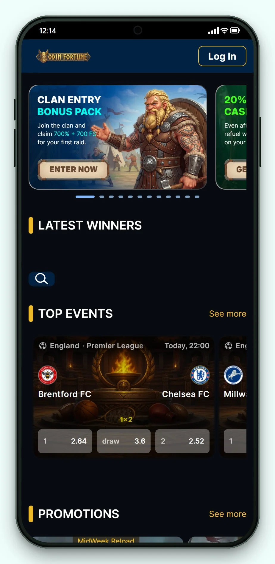 trustly casino uk: OdinFortune on mobile, the casino lobby on a phone
