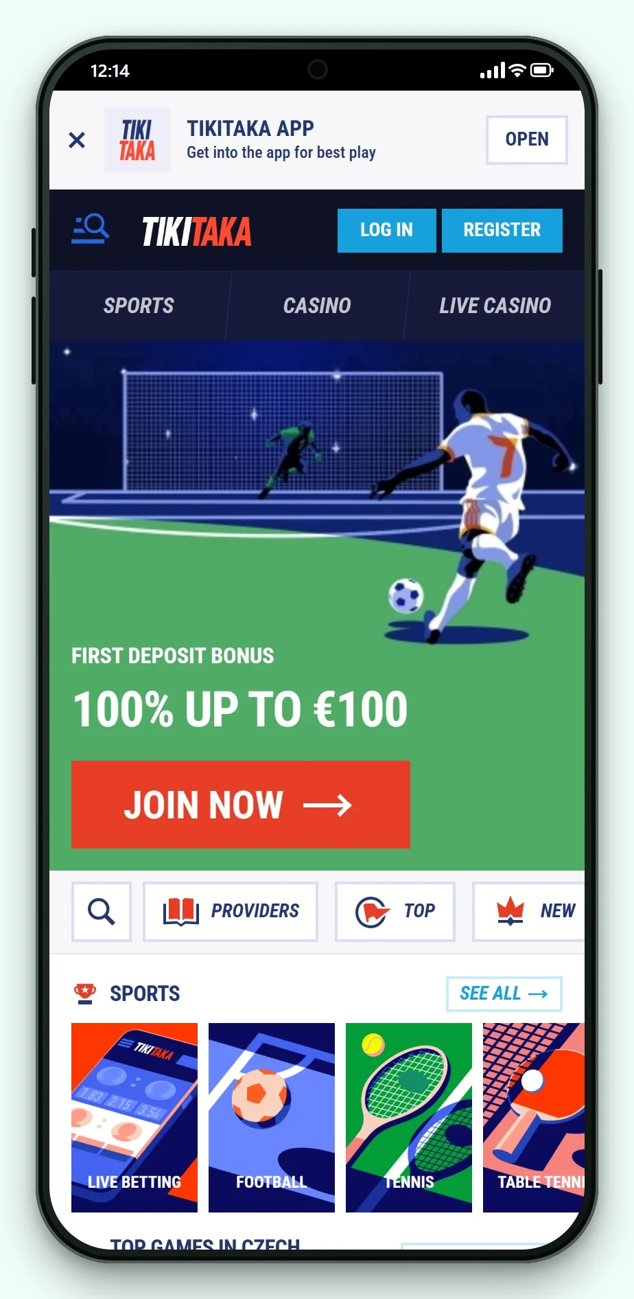trustly casino: TikiTaka on mobile, the casino lobby on a phone
